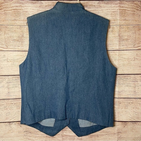 Vintage Cambridge Dry Goods Feather Embroidered Vest Denim Medium Concho Buttons - Picture 6 of 7
